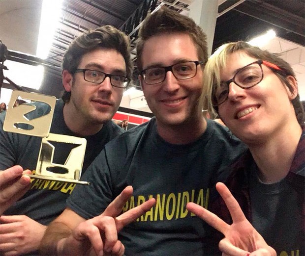 Bouman, ByMartínez y Ana con el premio a Mejor Fanzine por Paranoidland
