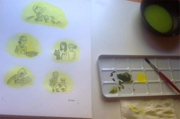 Página en acuarela para torpe fanzine